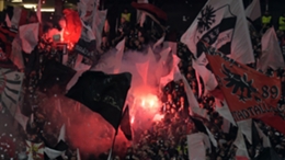 Eintracht Frankfurt supporters at last month's 2-0 loss to Napoli