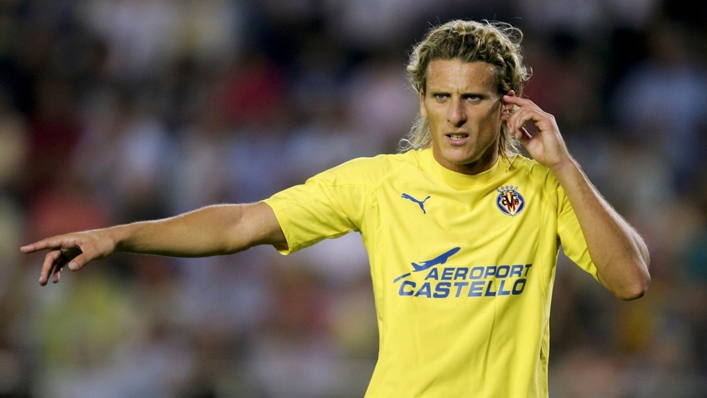Diego Forlan in action for Villarreal against Manchester United