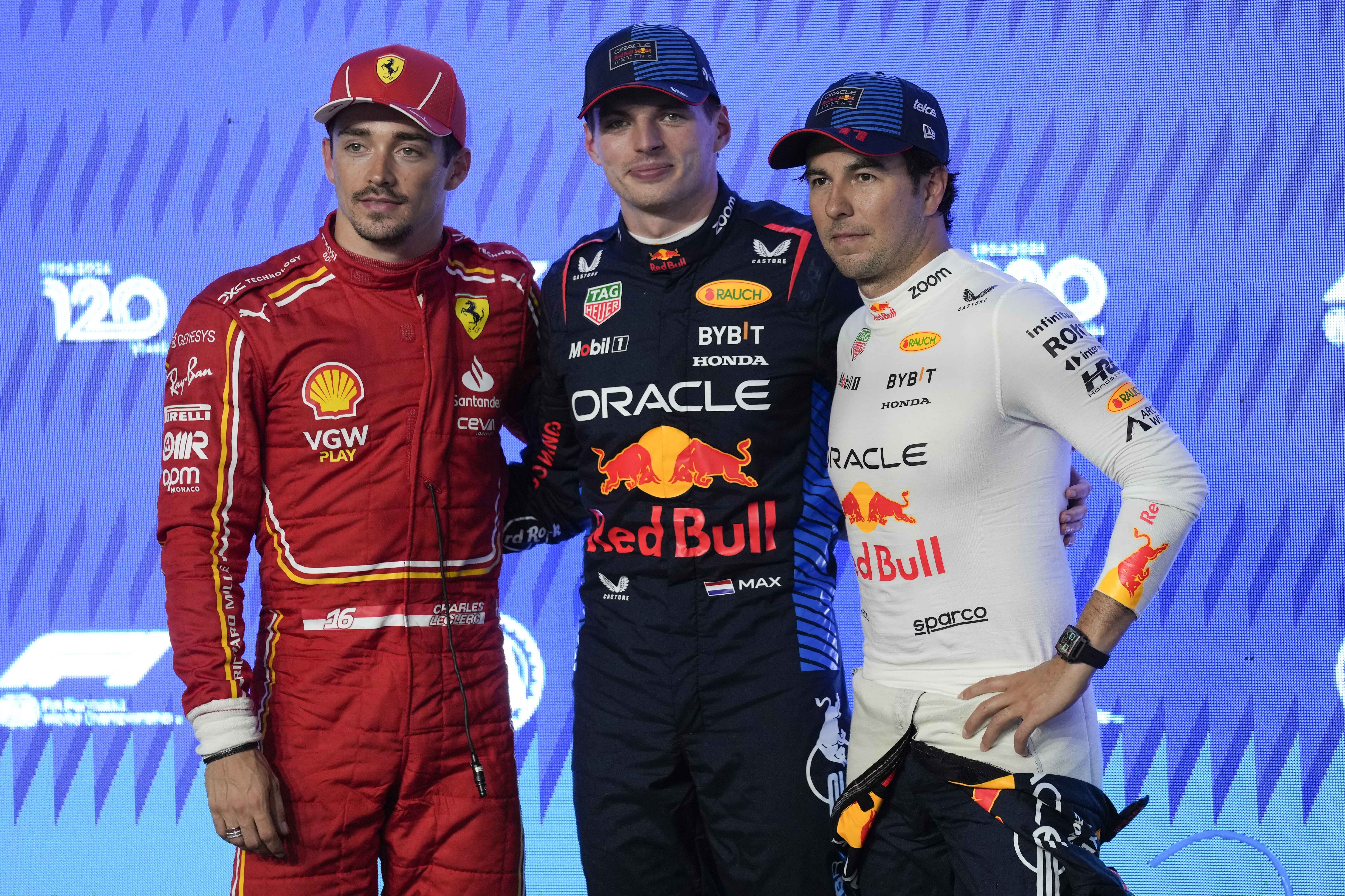 Max Verstappen, centre, was quickest in qualifying