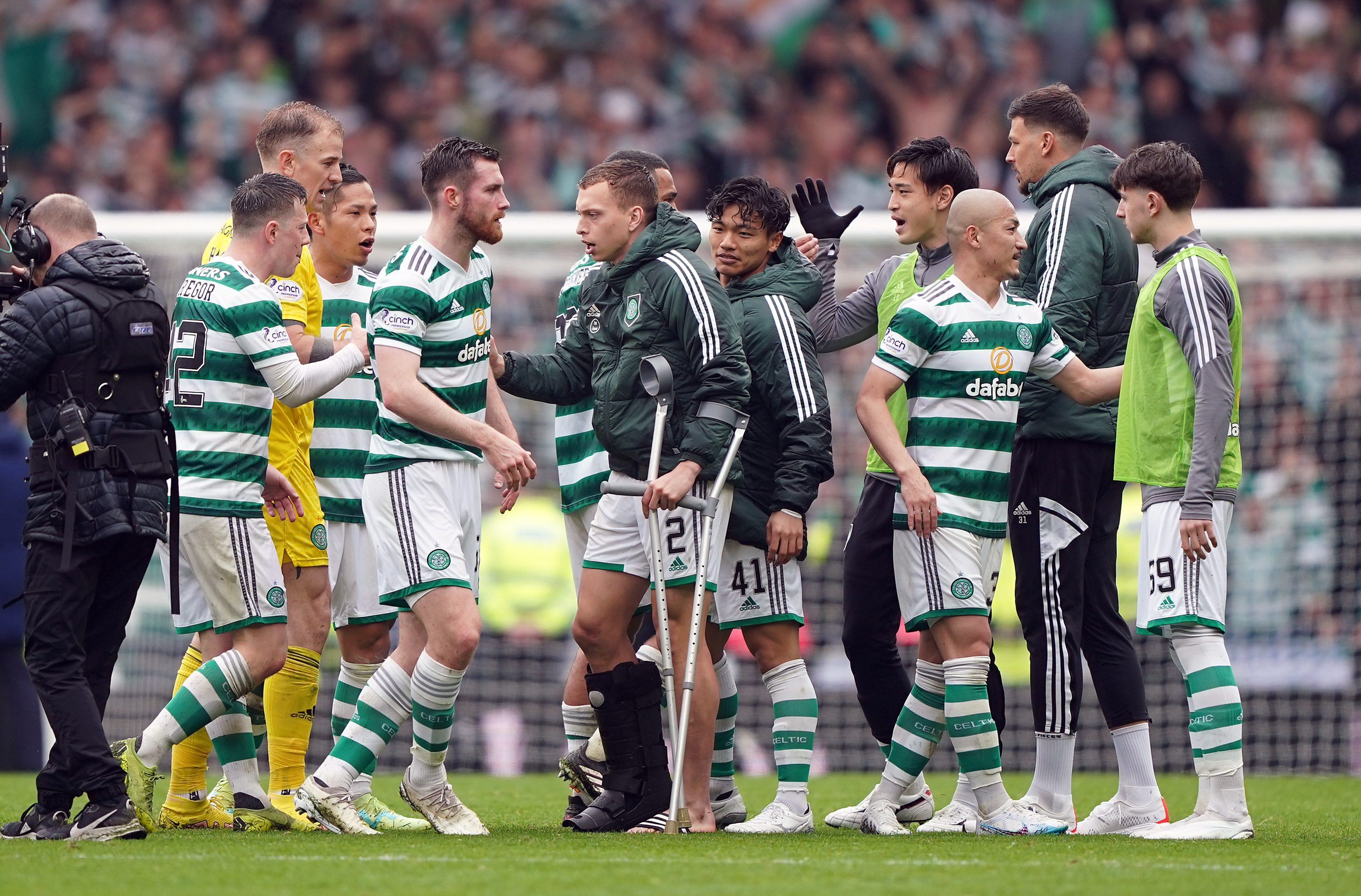 Johnston on crutches