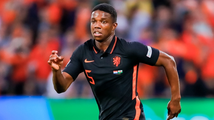 Tyrell Malacia in action for the Netherlands
