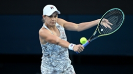 Ash Barty in first-round action at the Australian Open