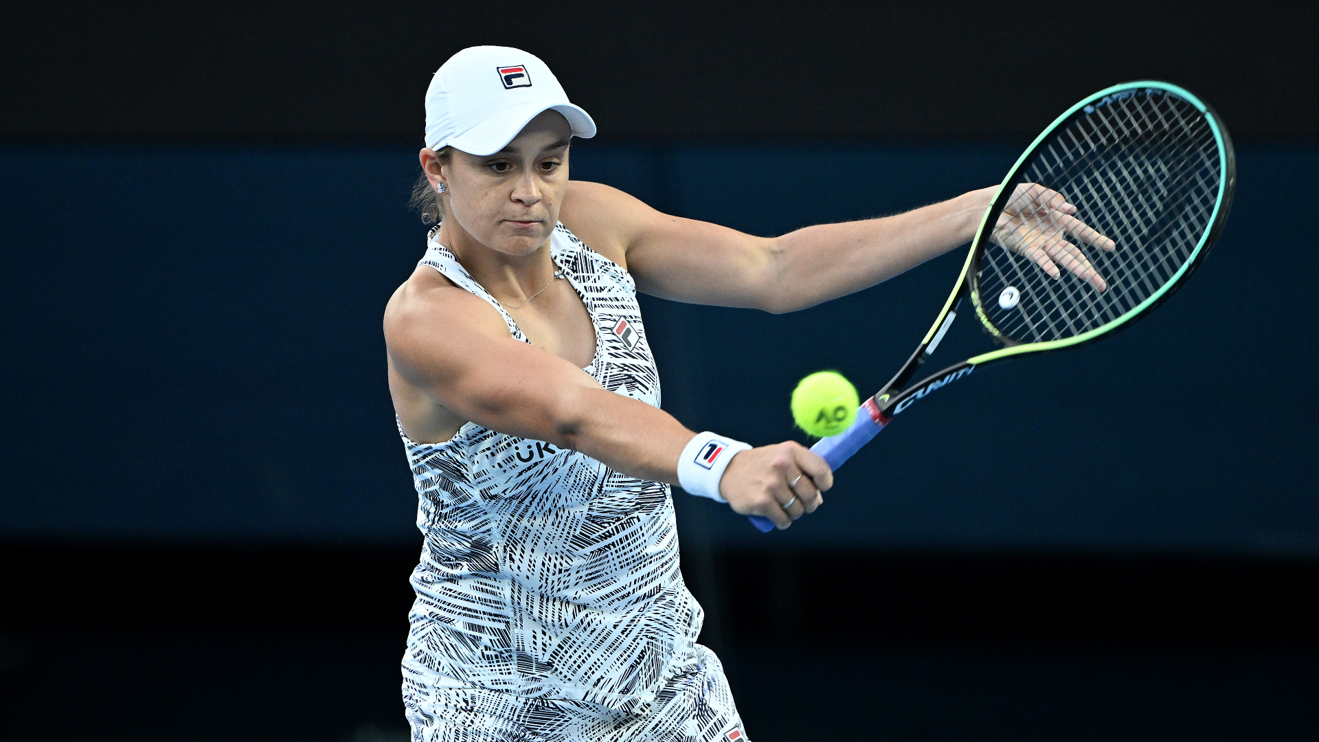 Ash Barty in first-round action at the Australian Open