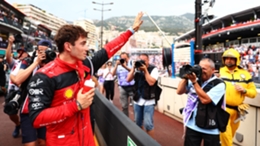Charles Leclerc celebrates his Monaco pole