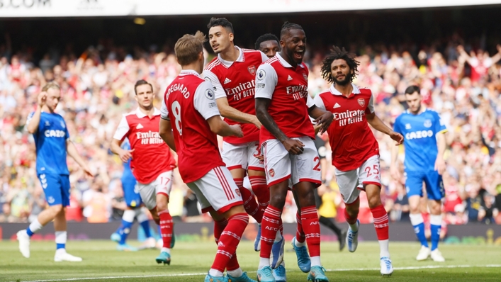 Arsenal celebrate against Everton