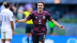 Sebastian Cordova celebrates his goal for Mexico