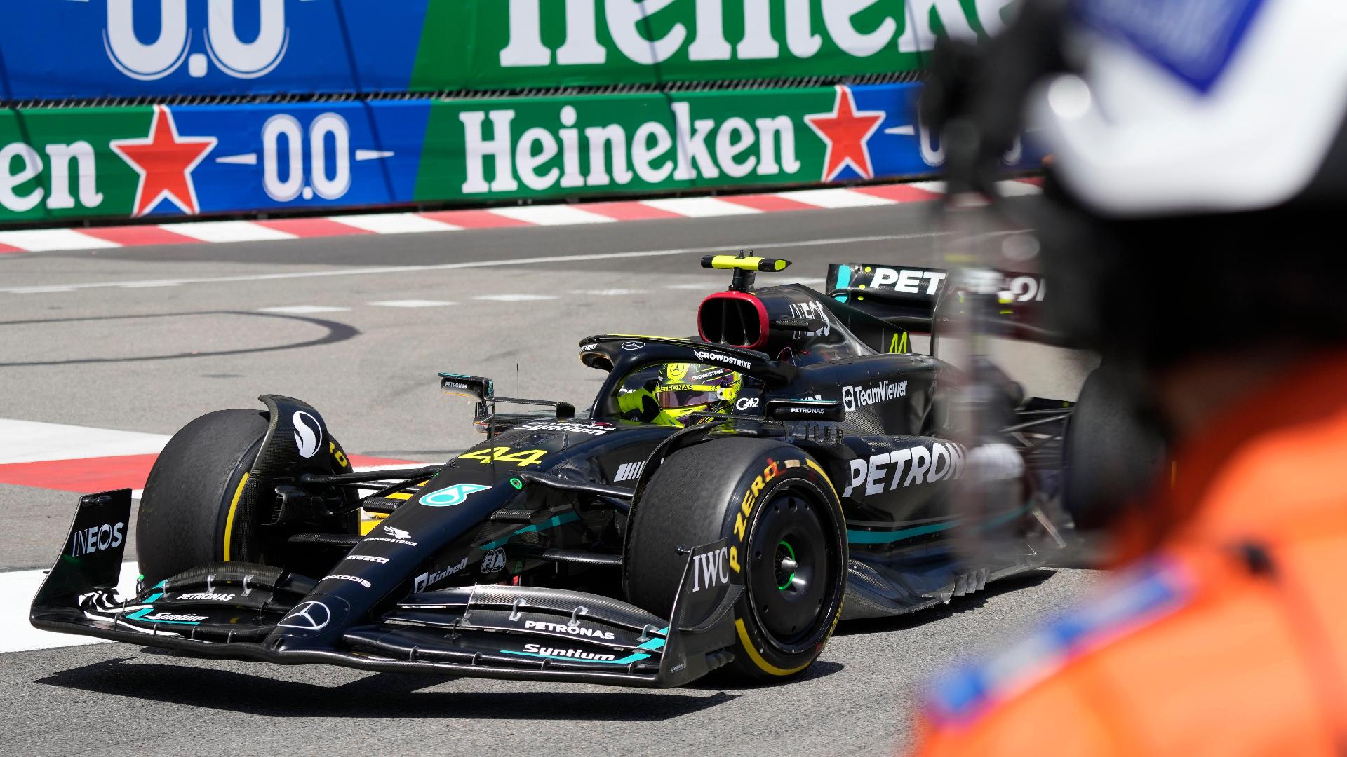 Lewis Hamilton finished third in practice (Luca Bruno/AP)