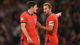 Harry Maguire and Harry Kane during the draw with Germany