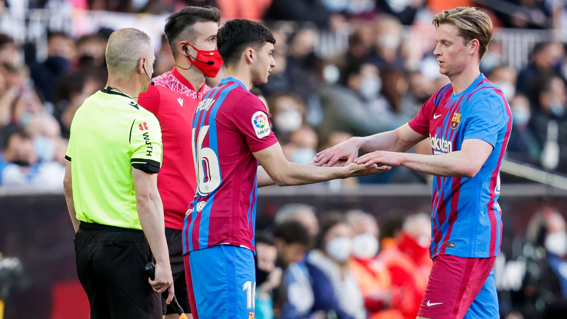 Barcelona midfielders Pedri and Frenkie de Jong