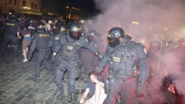 West Ham fans clashed with riot police in Prague on Wednesday night (James Manning/PA)