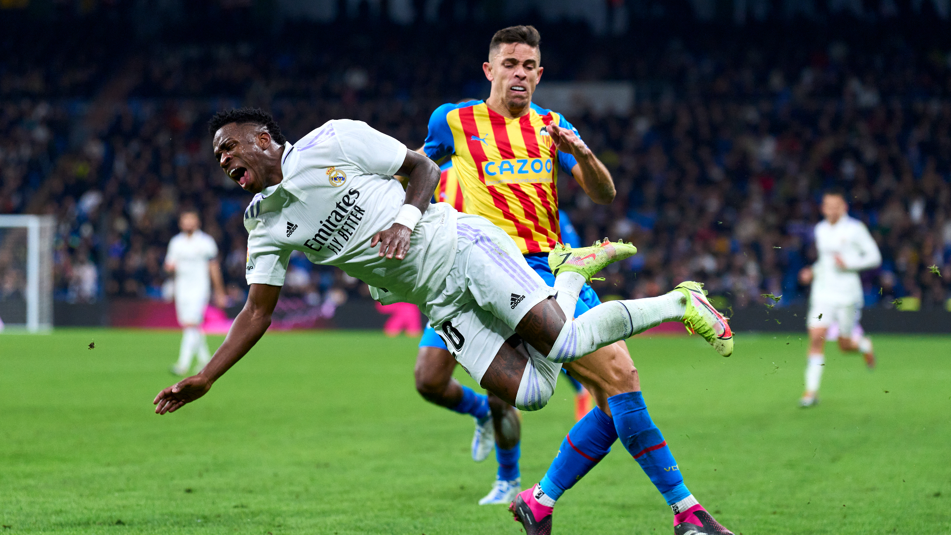 Vinicius Junior is taken out by Gabriel Paulista