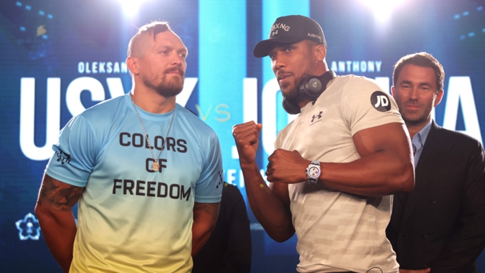 Oleksandr Usyk (left) has made his rematch with Anthony Joshua free to watch in Ukraine