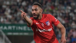 Atletico Madrid's Matheus Cunha celebrates after his opening goal on Wednesday