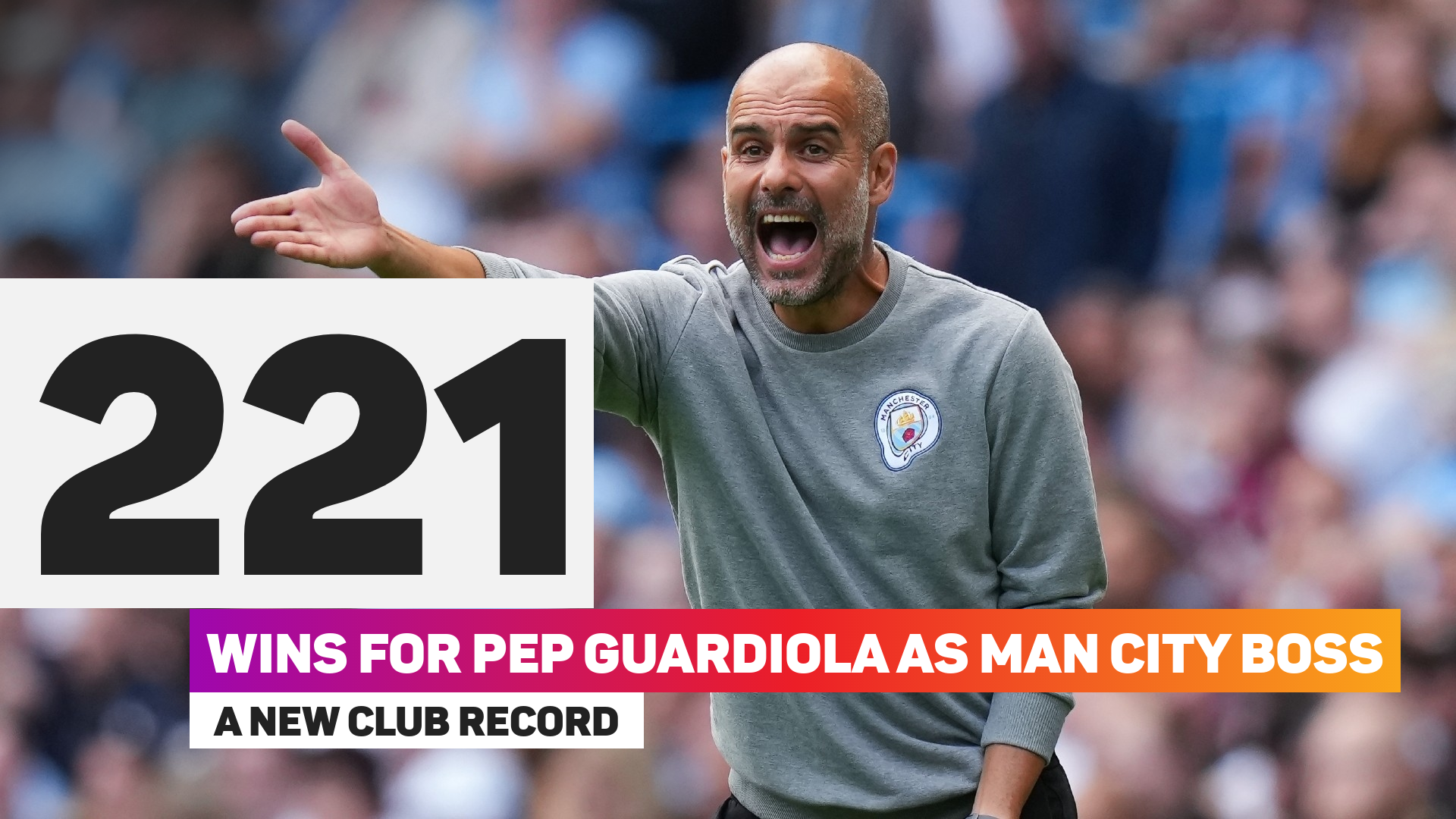 Pep Guardiola registered his 221st win as Manchester City boss