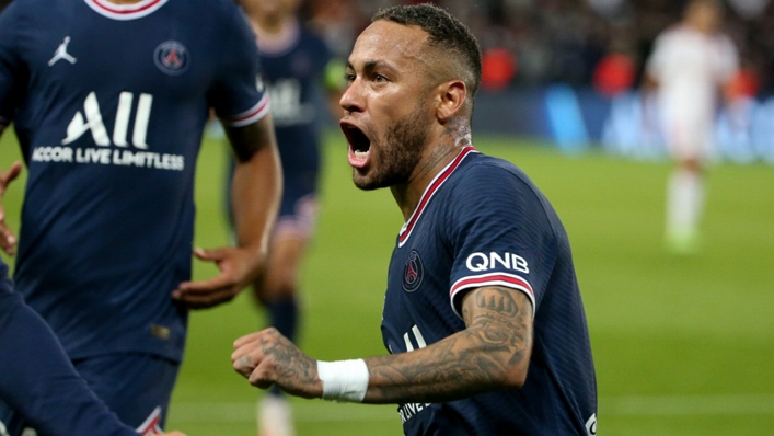 Neymar celebrates against Lyon