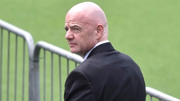 Gianni Infantino pictured at Pele's wake on Monday