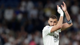 Karim Benzema applauds Real Madrid's supporters following Sunday's 1-1 draw with Osasuna