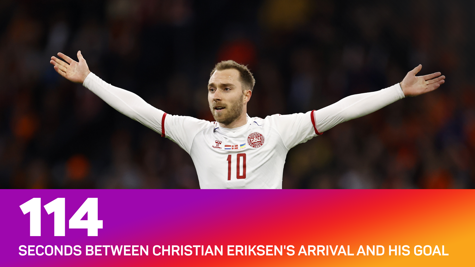 Christian Eriksen scored 114 seconds after being brought on against the Netherlands