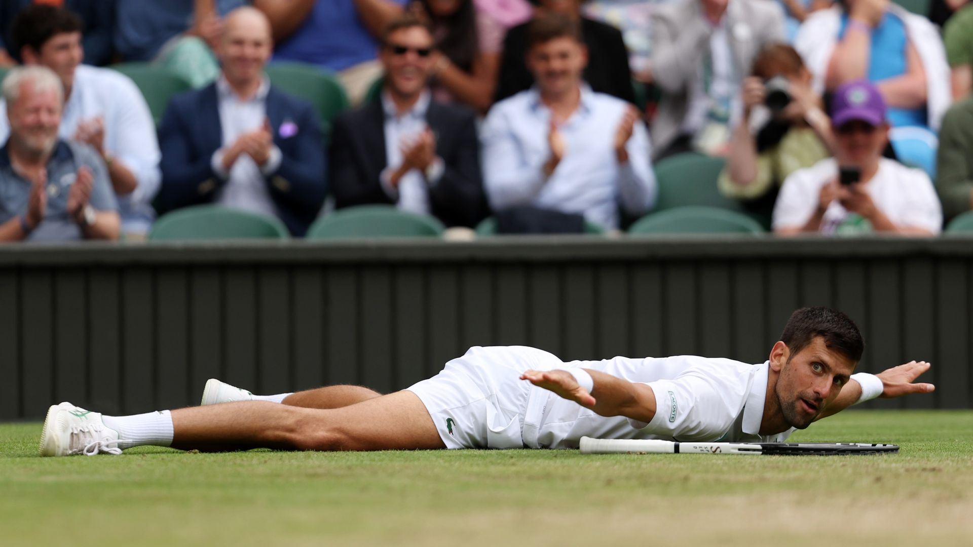 Novak Djokovic was left flat on the court after hitting a glorious backhand winner
