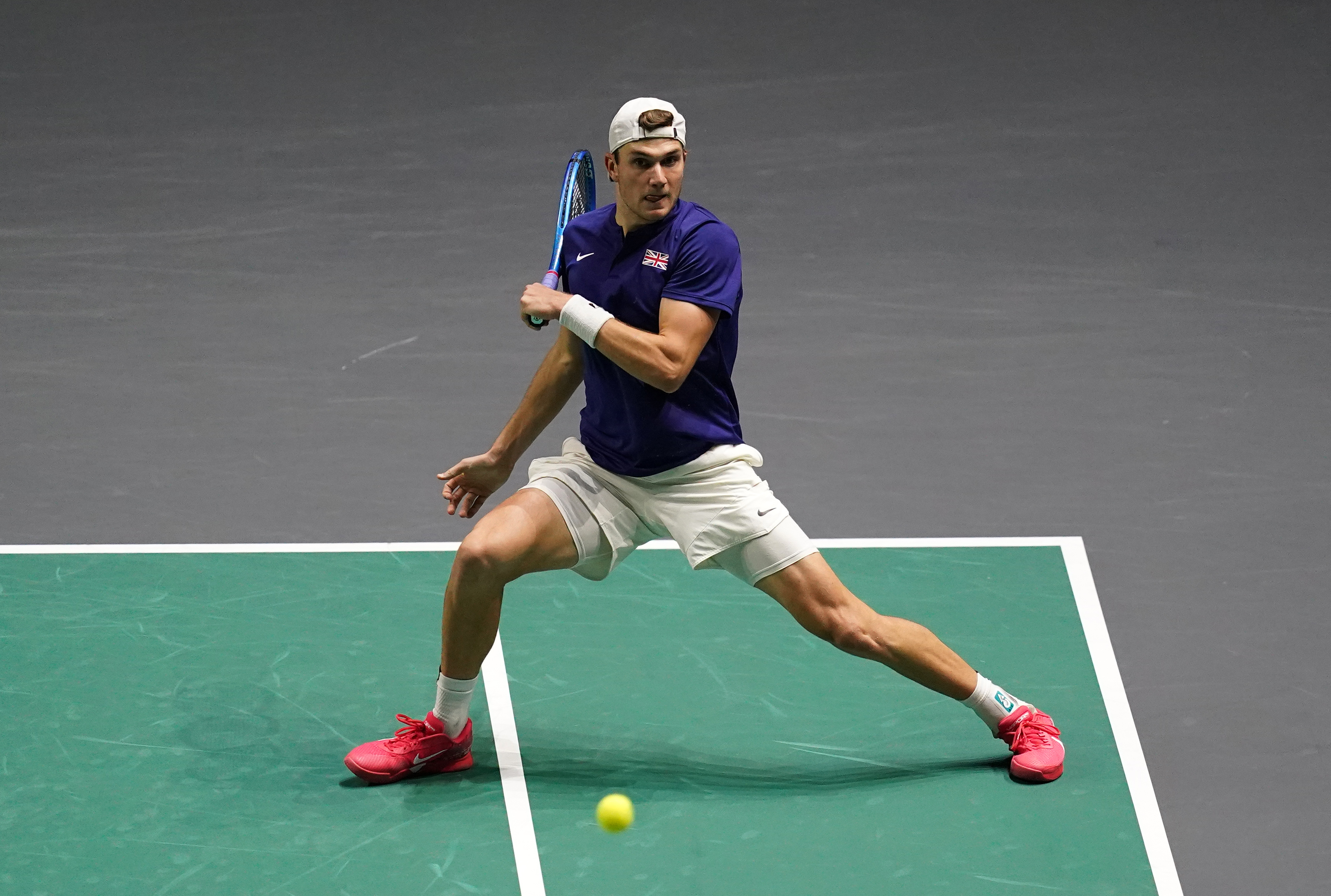 Jack Draper strikes a forehand in his win over Thanasi Kokkinakis