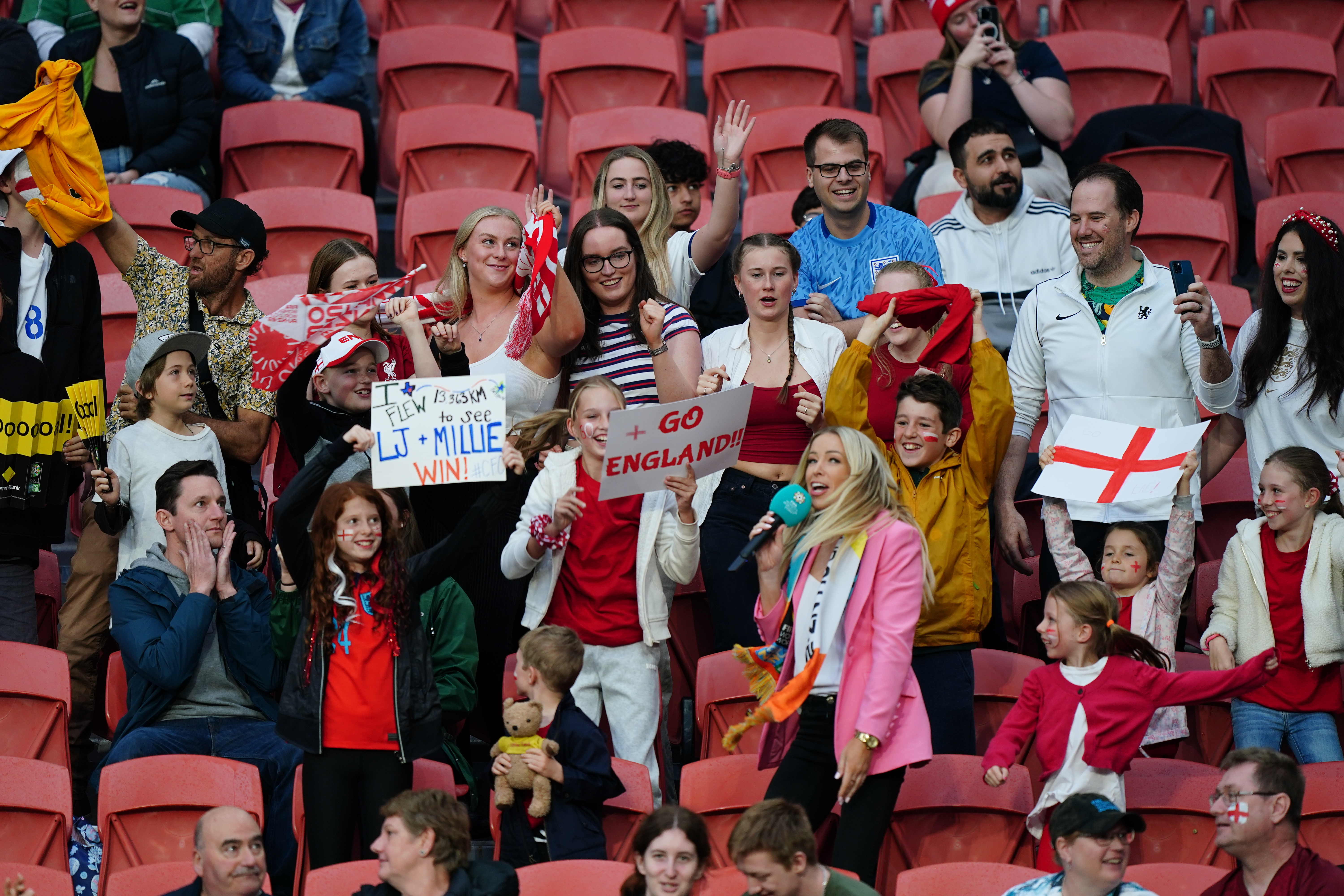 England fans gathered at Brisbane Stadium for the last-16 clash with Nigeria