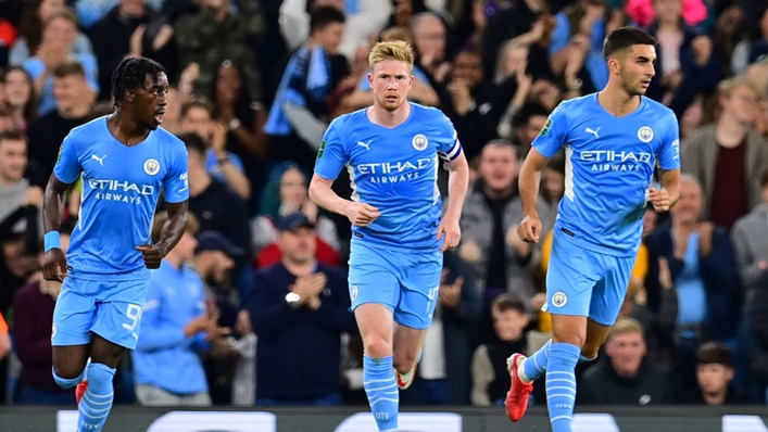 Kevin De Bruyne (centre) continues to thrive as one of the best midfielders in the world