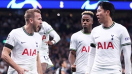 Harry Kane and Son Heung-min celebrate Tottenham's second goal