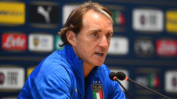 Roberto Mancini at an Italy press conference