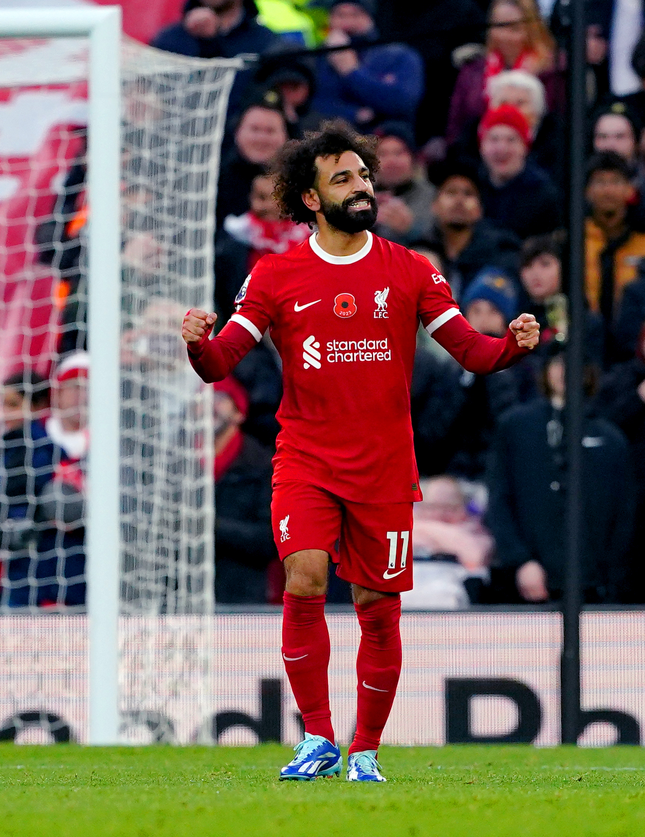 Mohamed Salah celebrates his opening goal