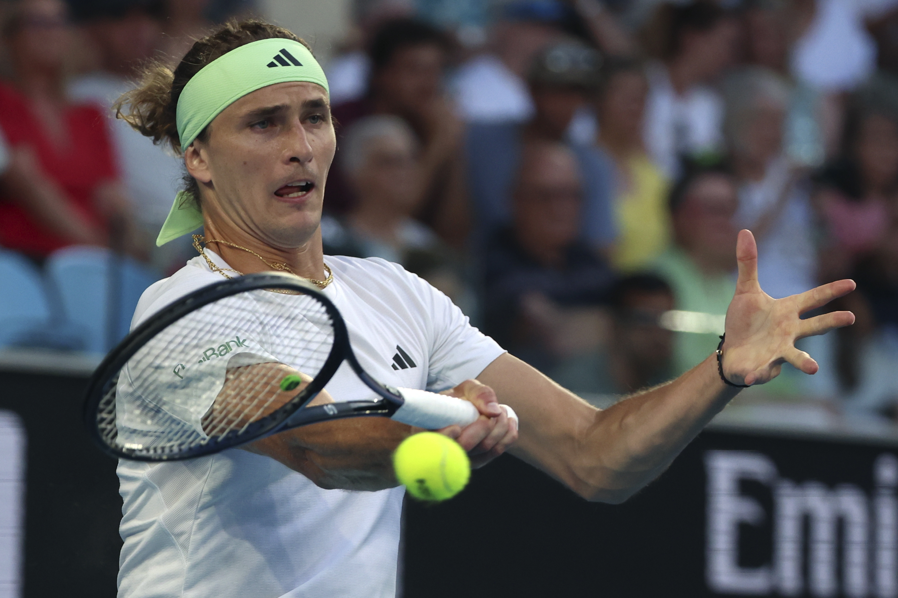 Alexander Zverev hits a forehand