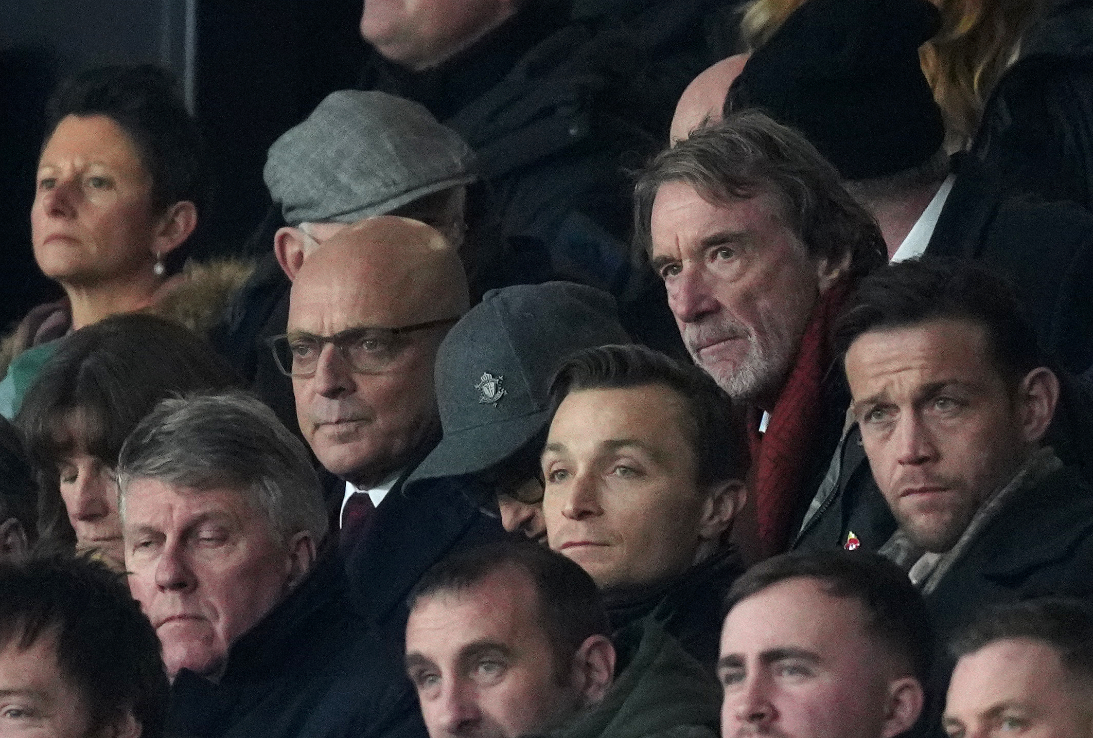 Sir David Brailsford (left) and Sir Jim Ratcliffe were at Old Trafford for the match against Tottenham