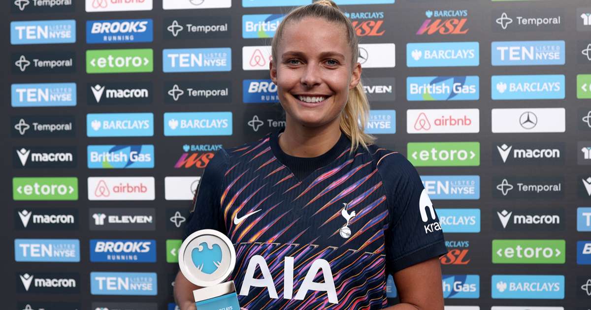 Olivia Holdt celebrates after scoring for Tottenham