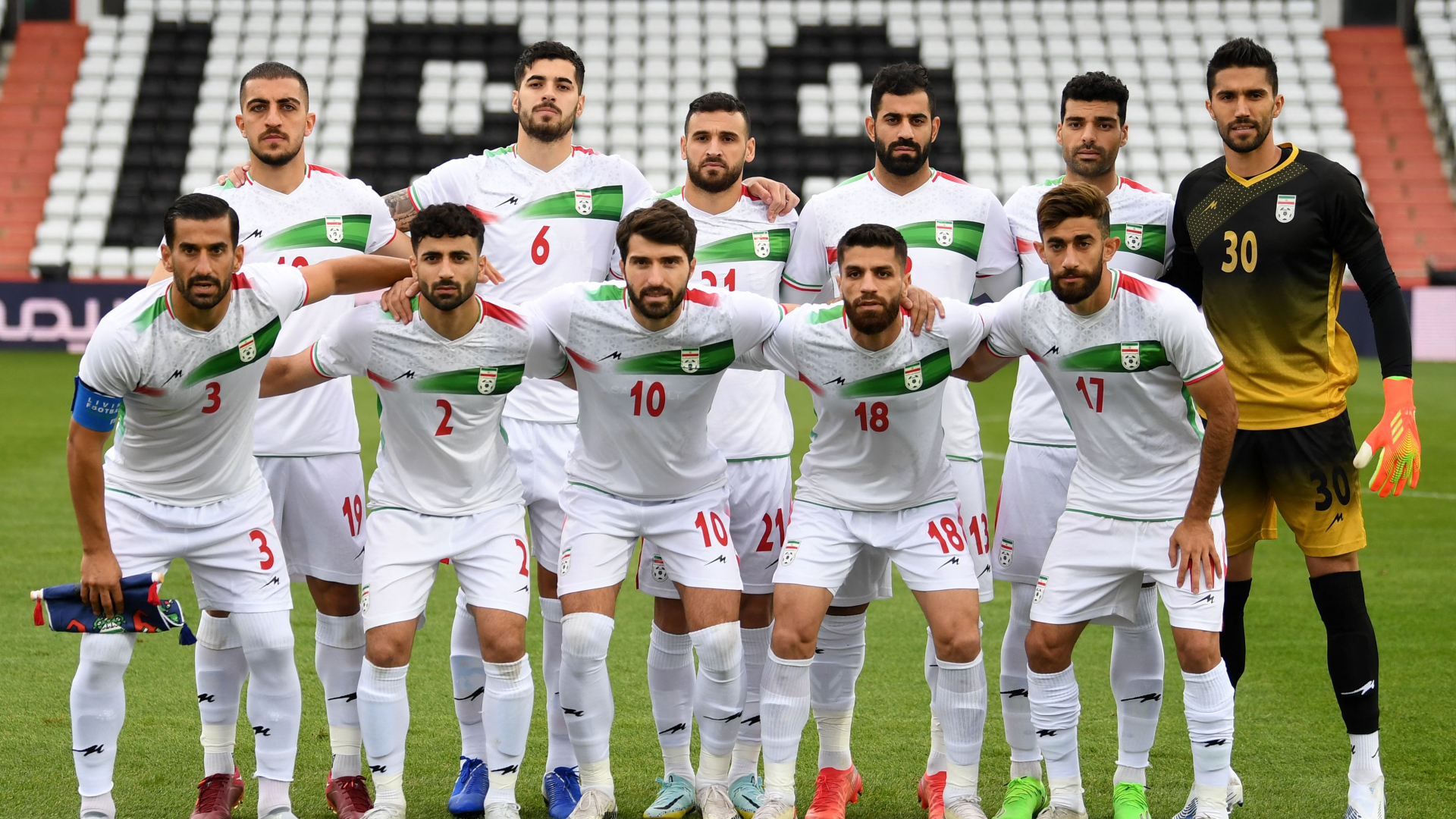 The Iranian national team pose for a photo ahead of a friendly with Senegal in Austria
