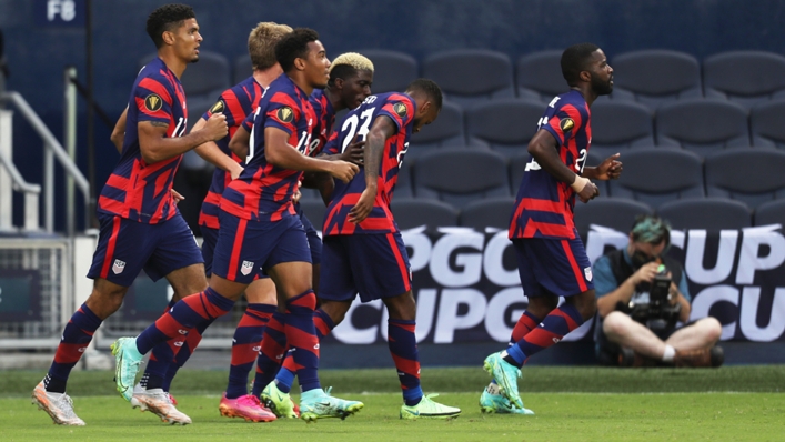 The United States celebrate their goal against Haiti in the CONCACAF Gold Cup