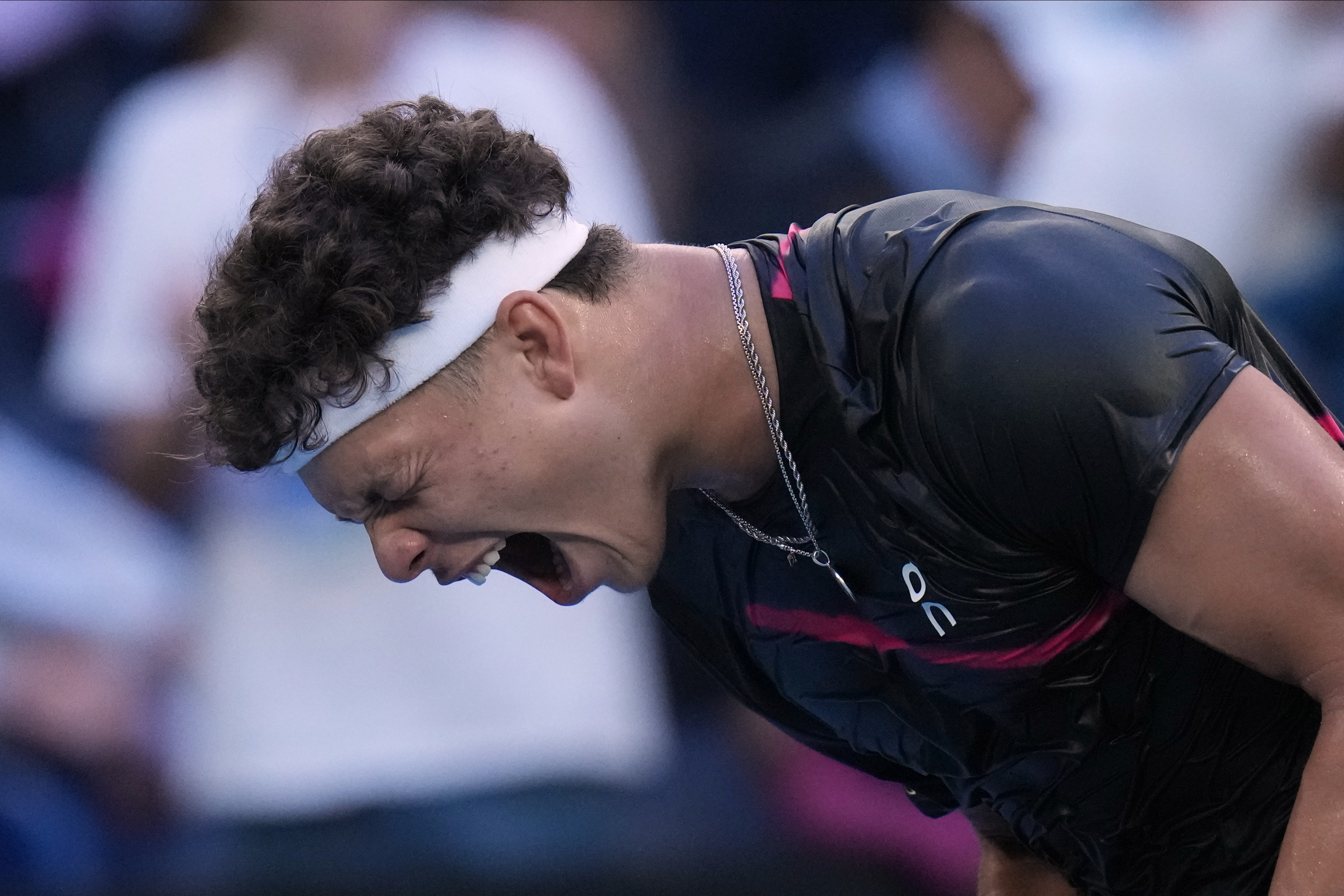 Ben Shelton reacts to his victory over Christopher O'Connell