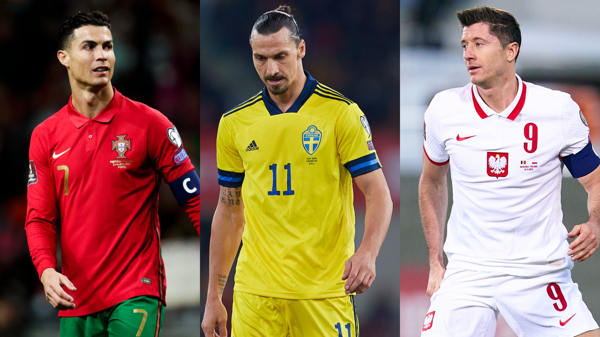 Cristiano Ronaldo, Zlatan Ibrahimovic and Robert Lewandowski are hoping to secure World Cup qualification on Tuesday
