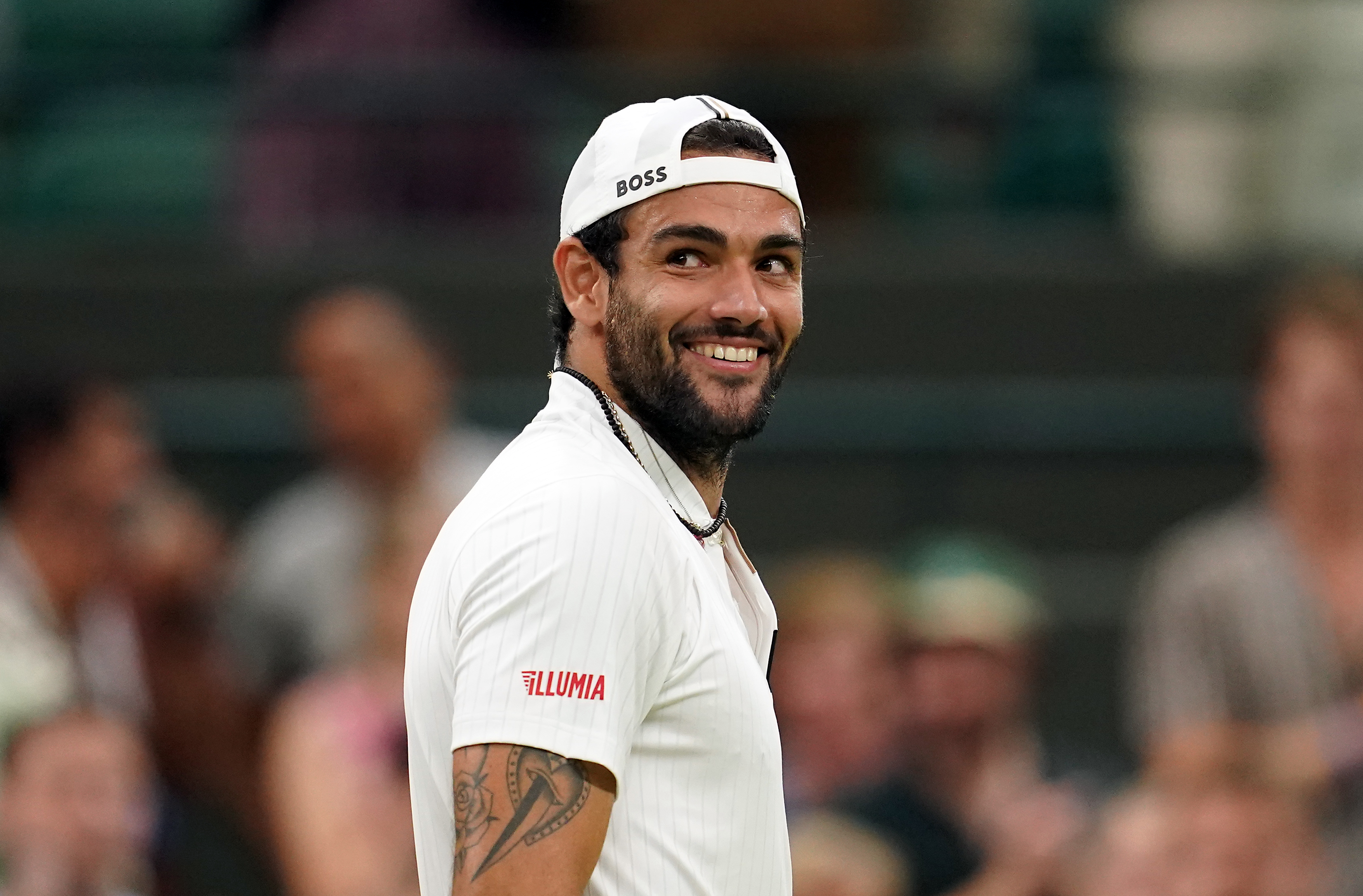 Matteo Berrettini celebrates beating Alexander Zverev