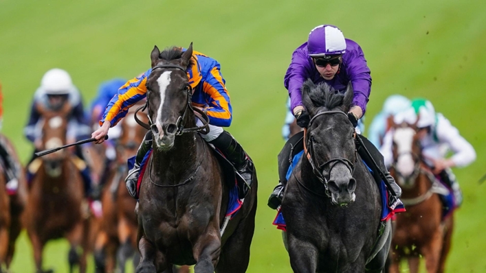 Auguste Rodin ridden by Ryan Moore (left) beats King of Steel to win The Betfred Derby during Derby Day of the 2023 Derby Festival at Epsom Downs Racecourse, Epsom. Picture date: Satuday June 3, 2023.