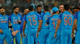 India celebrate beating Australia