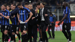 Simone Inzaghi celebrates with his Inter team on Wednesday