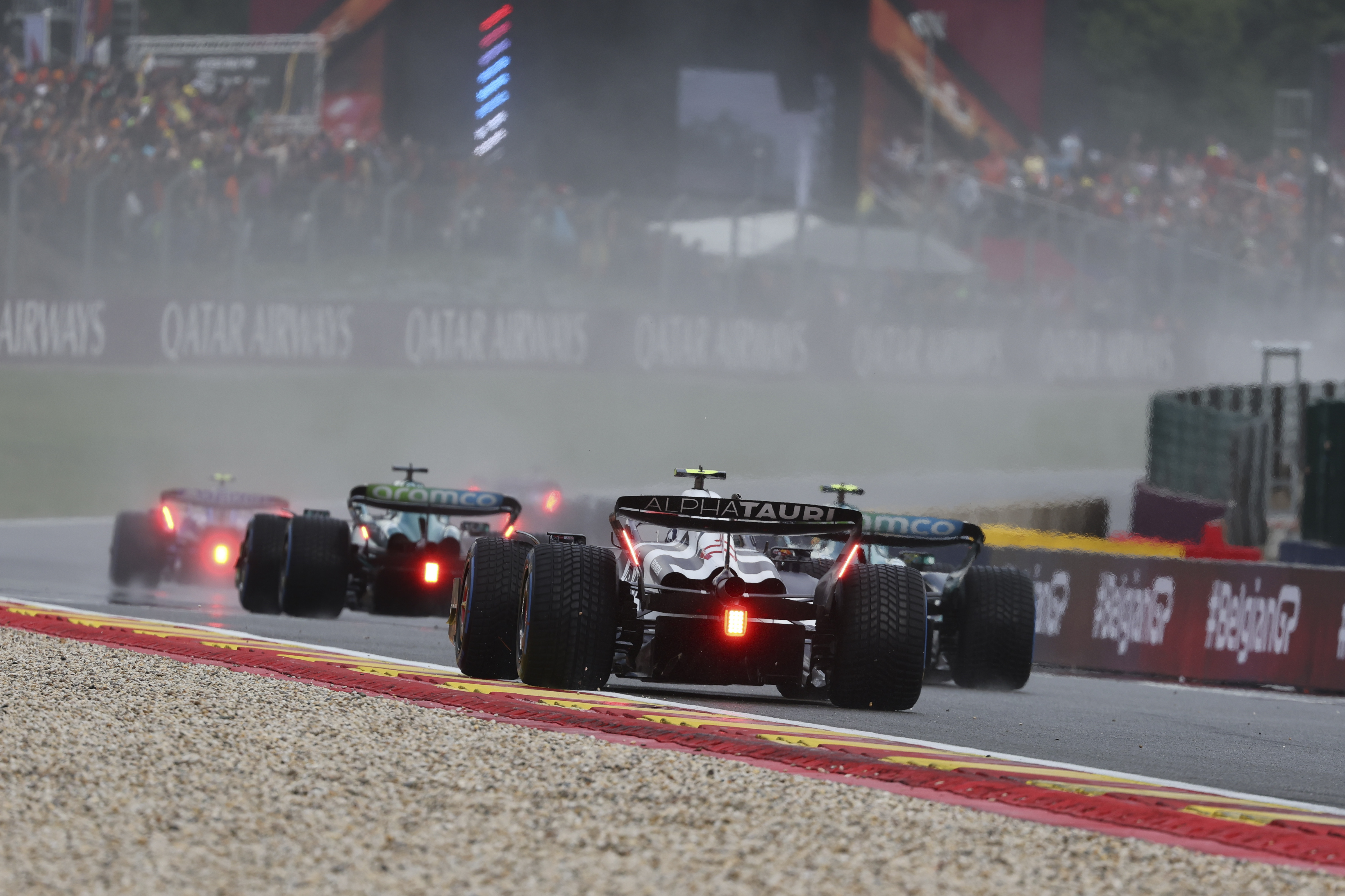 The sprint took place in wet conditions