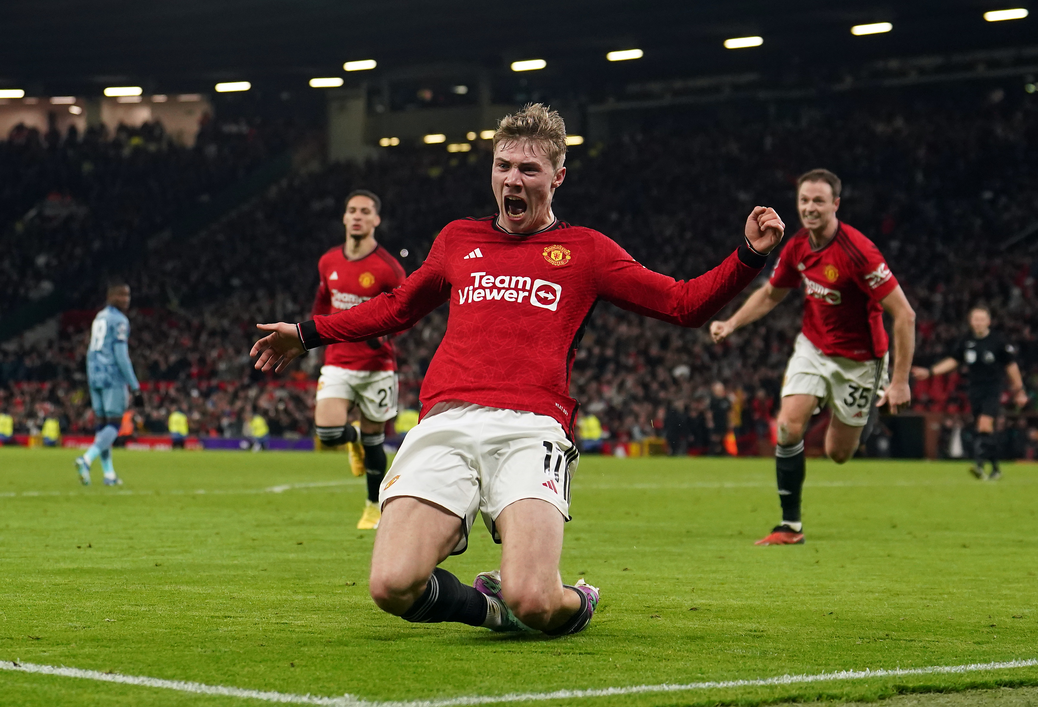Rasmus Hojlund scored his first Premier League goal against Villa