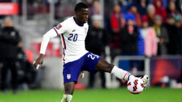 Timothy Weah of the United States controls the ball