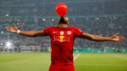 Christopher Nkunku celebrates after netting in the final of the DFB-Pokal