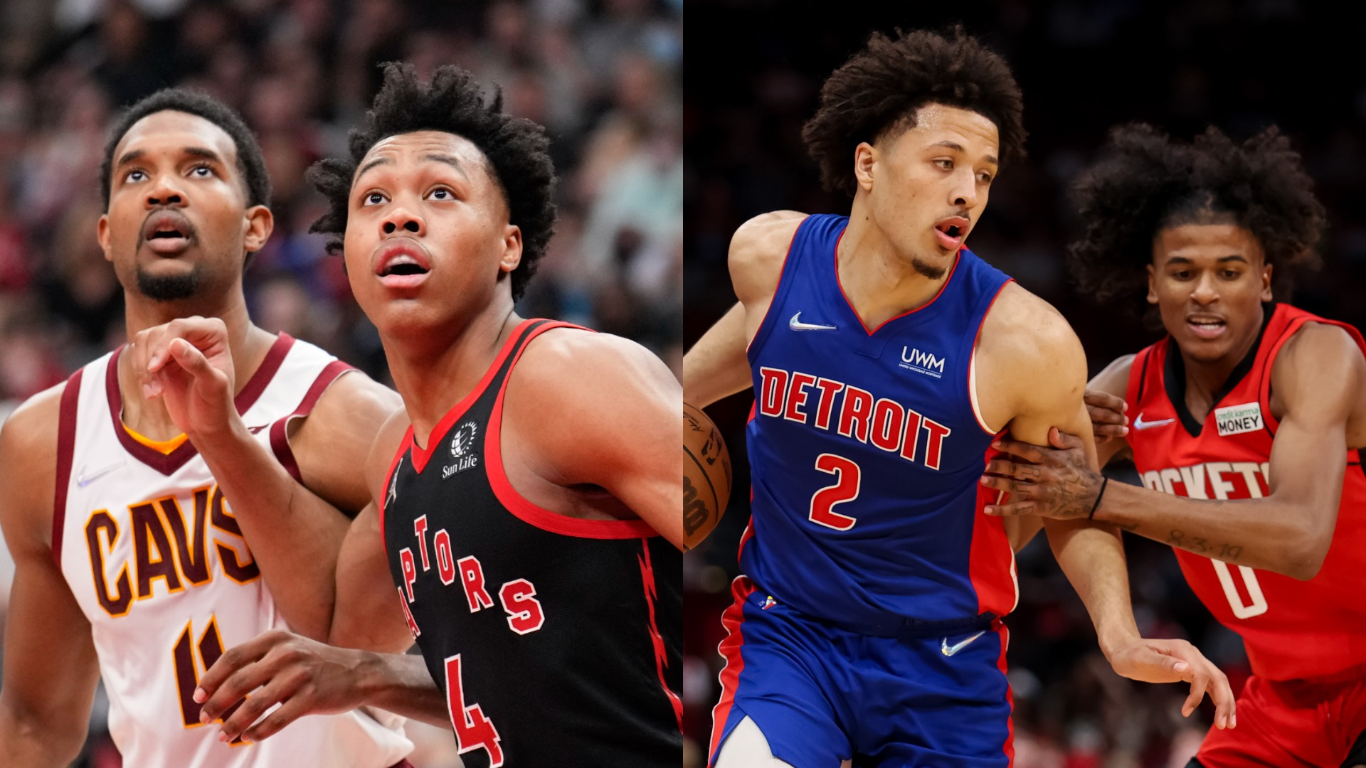 Evan Mobley (left), Scottie Barnes, Cade Cunningham and Jalen Green were joined by Franz Wagner on the NBA All-Rookie First Team