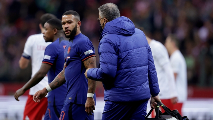Memphis Depay was injured during the Netherlands' Nations League win over Poland
