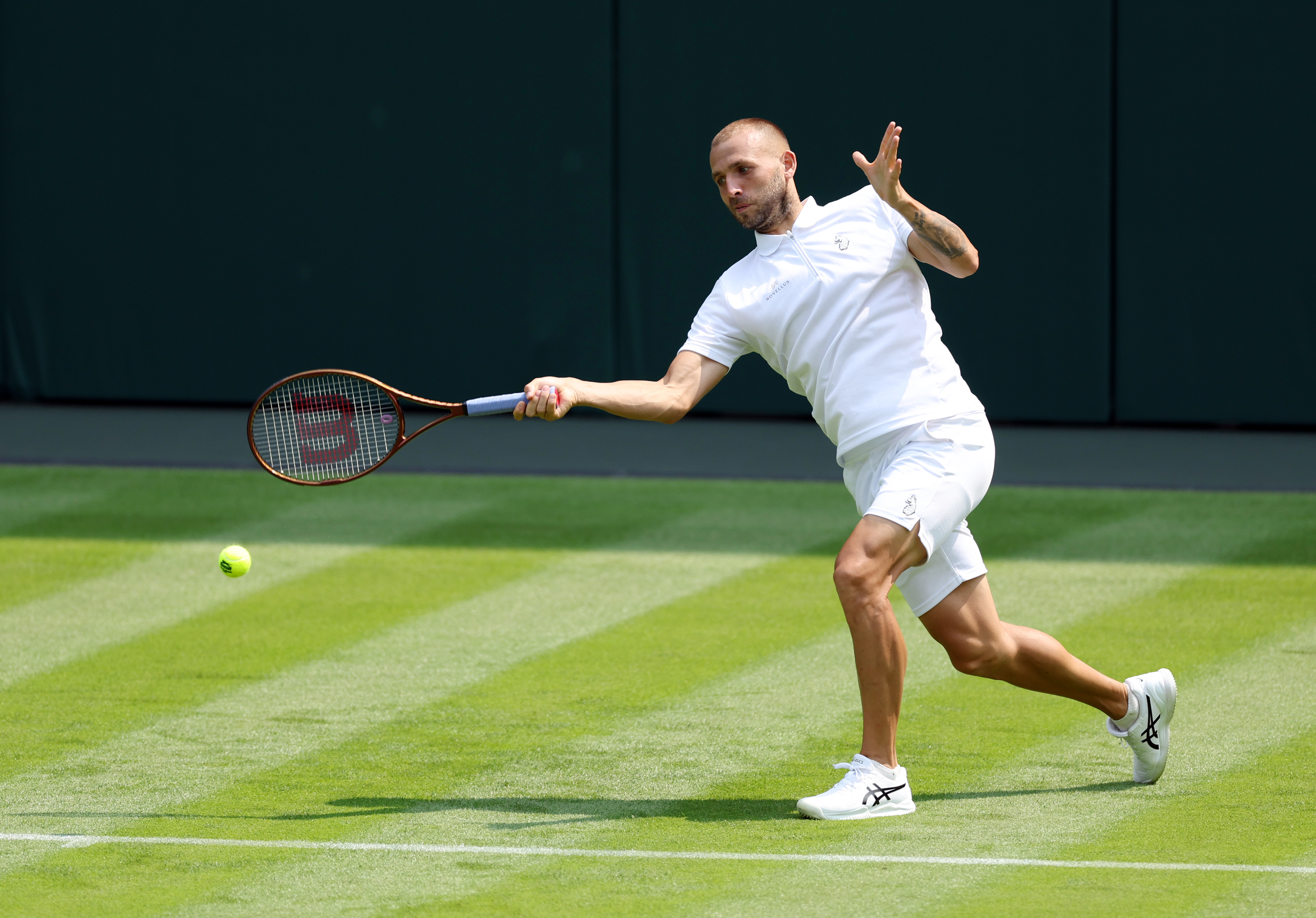 Dan Evans is two sets down to Quentin Halys