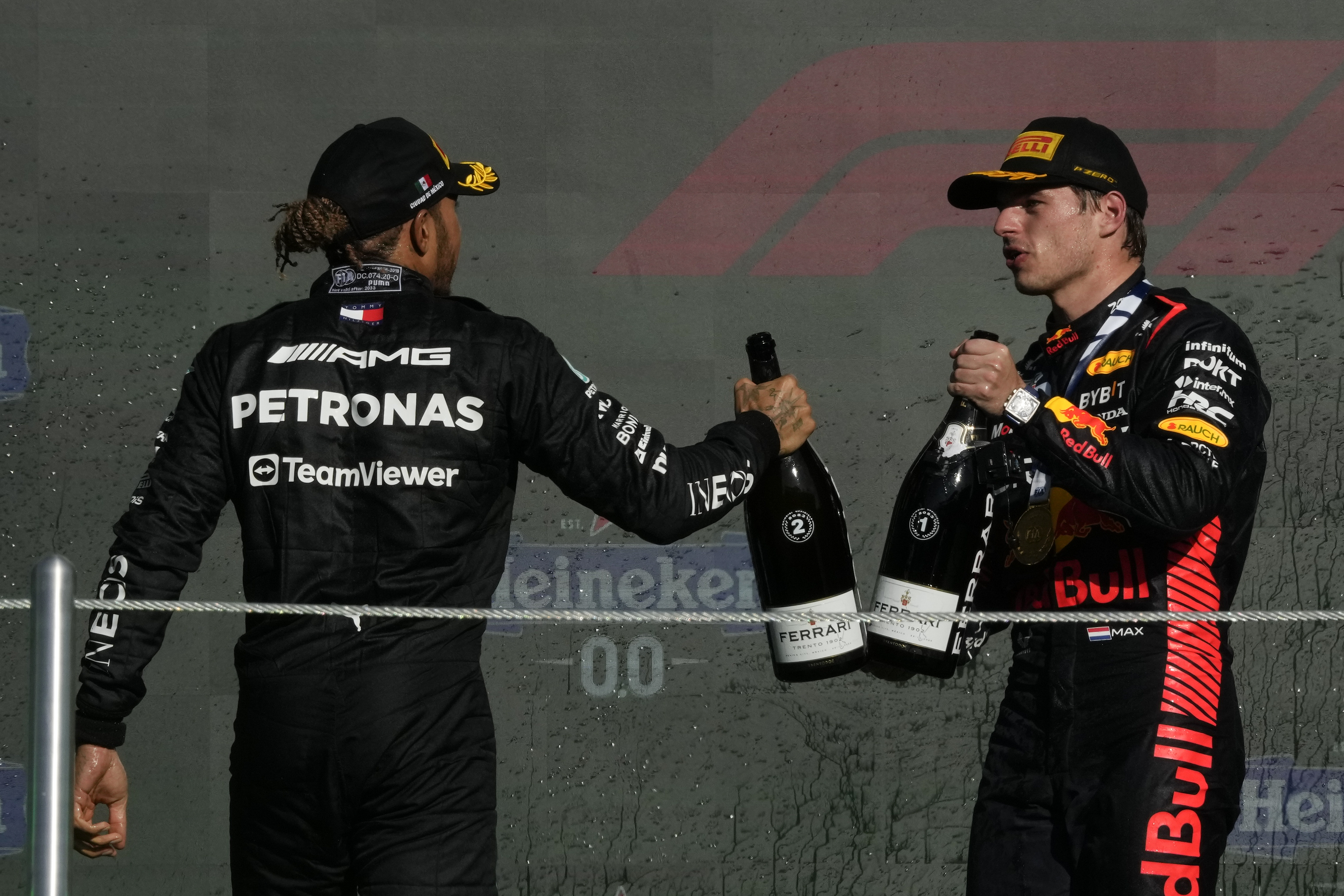 Lewis Hamilton, left, has been unable to challenge Max Verstappen's Red Bull this season