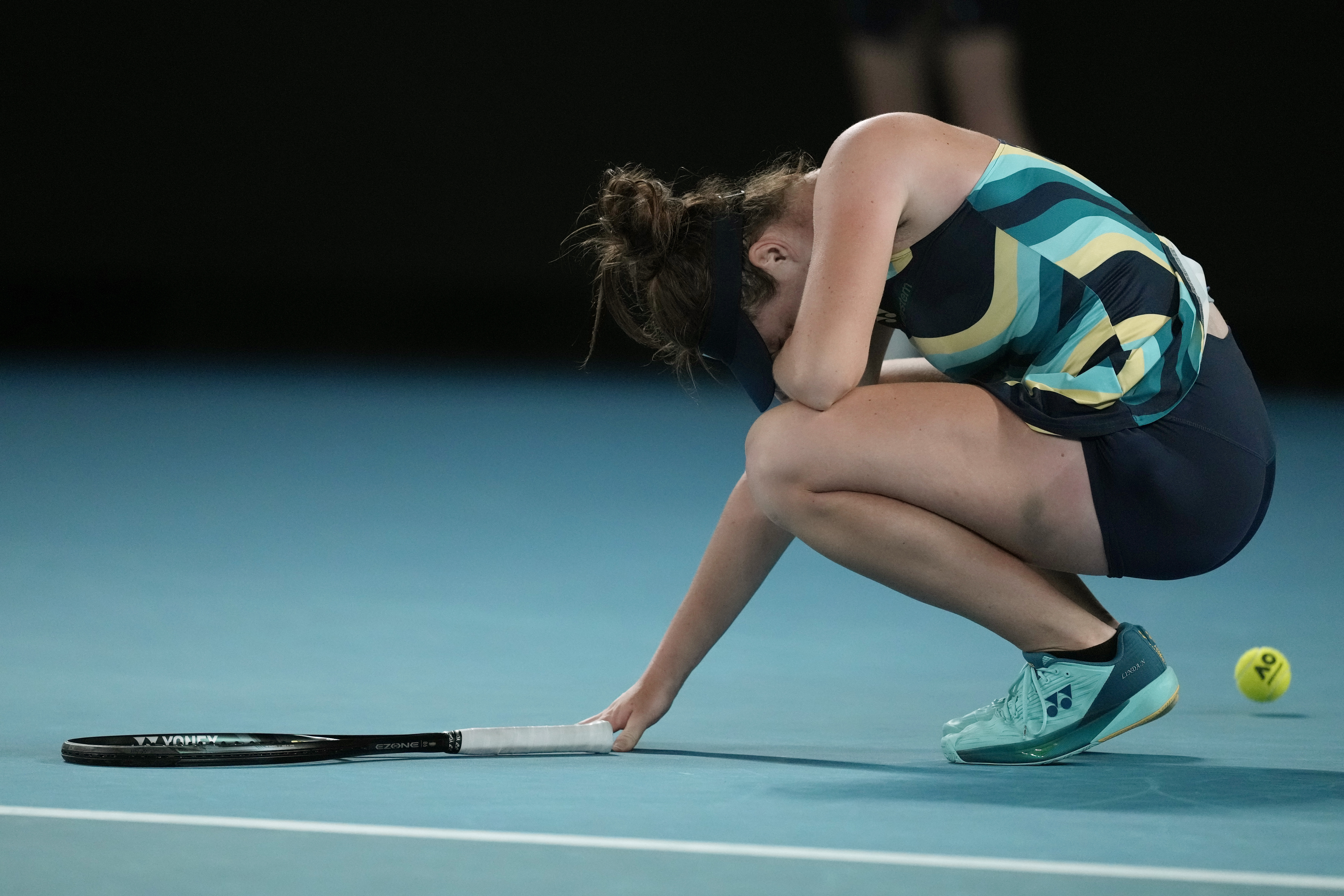 Linda Noskova reacts to her brilliant win