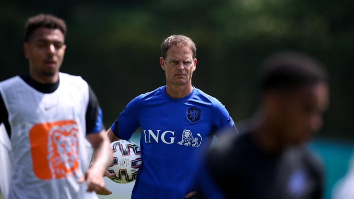 Frank de Boer watches over a Netherlands training session during Euro 2020.